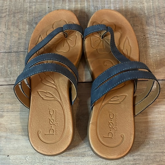 Cool BOC Blue Leather Big Toe Slip on Flat Sandals Sz 6M - Picture 4 of 9